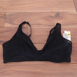 State of Day Intimates Black Floral Lace Mesh Bralette Wireless XXL New